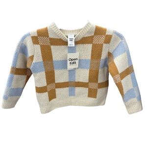 Toddler 3 years old OPEN EDIT Ivory Honey Uneven Plaid sweater